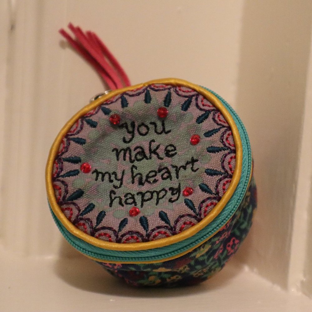 Blue "You Make My Heart Happy" Ring Zipper Case